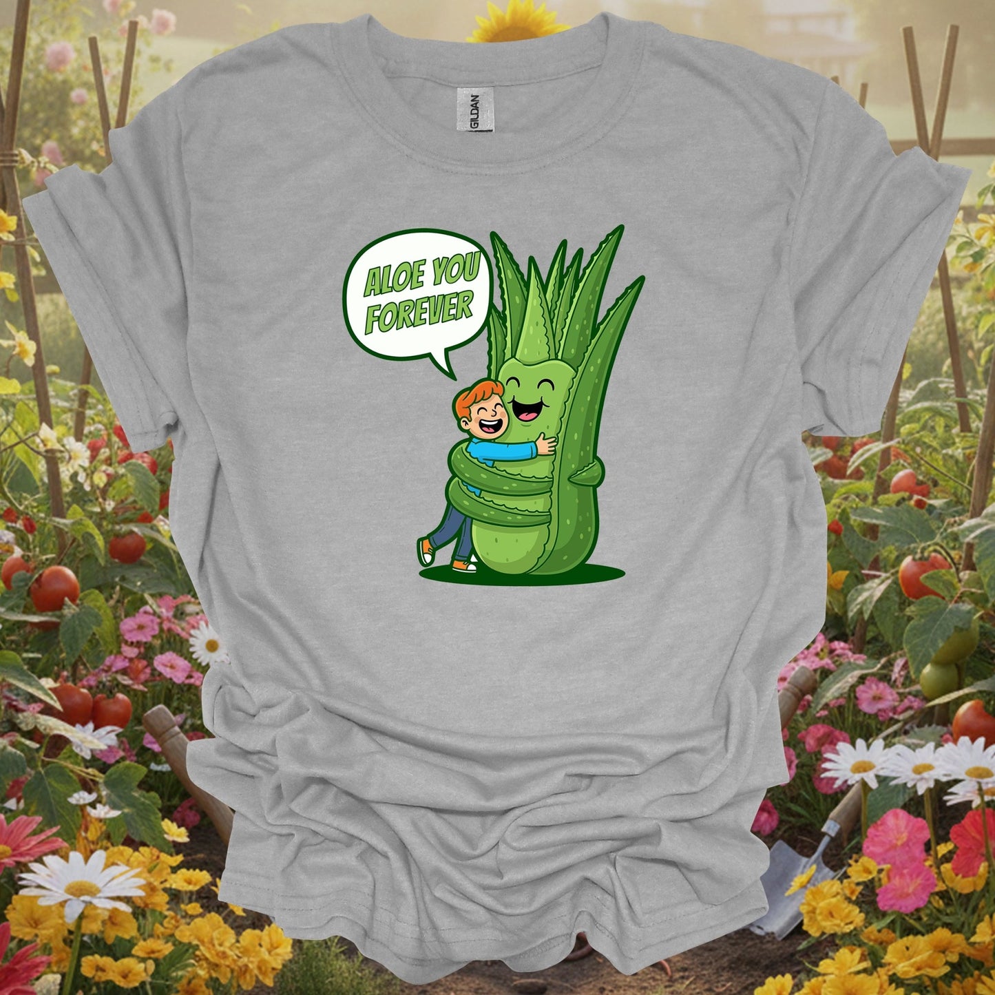 Sport gray tee showing aloe you forever funny pun succulent for lighthearted plant parents