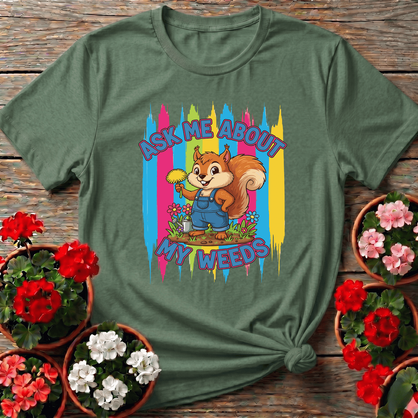 Ask Me About My Weeds Squirrel Gardening T-Shirt - GardeningTshirts