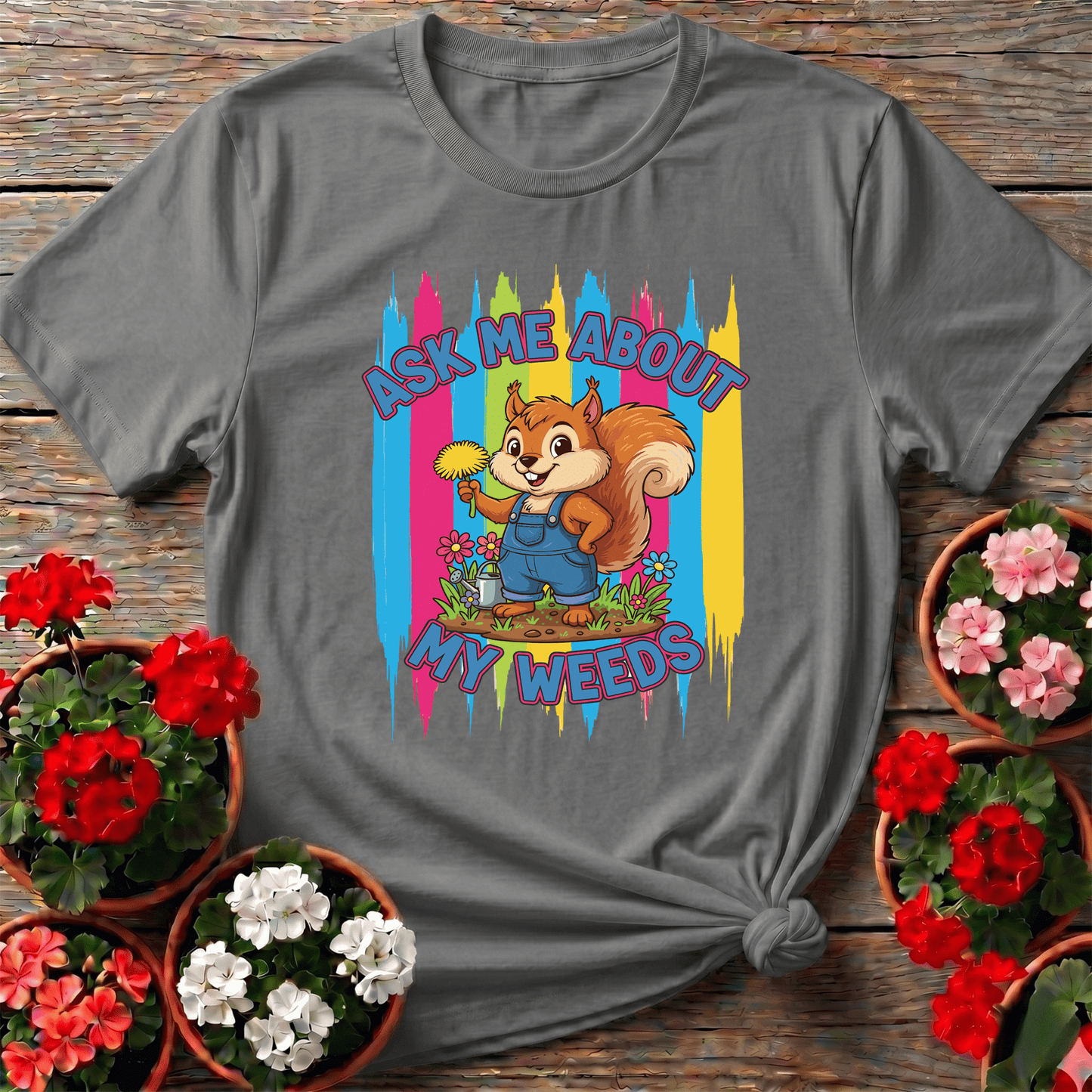Ask Me About My Weeds Squirrel Gardening T-Shirt - GardeningTshirts