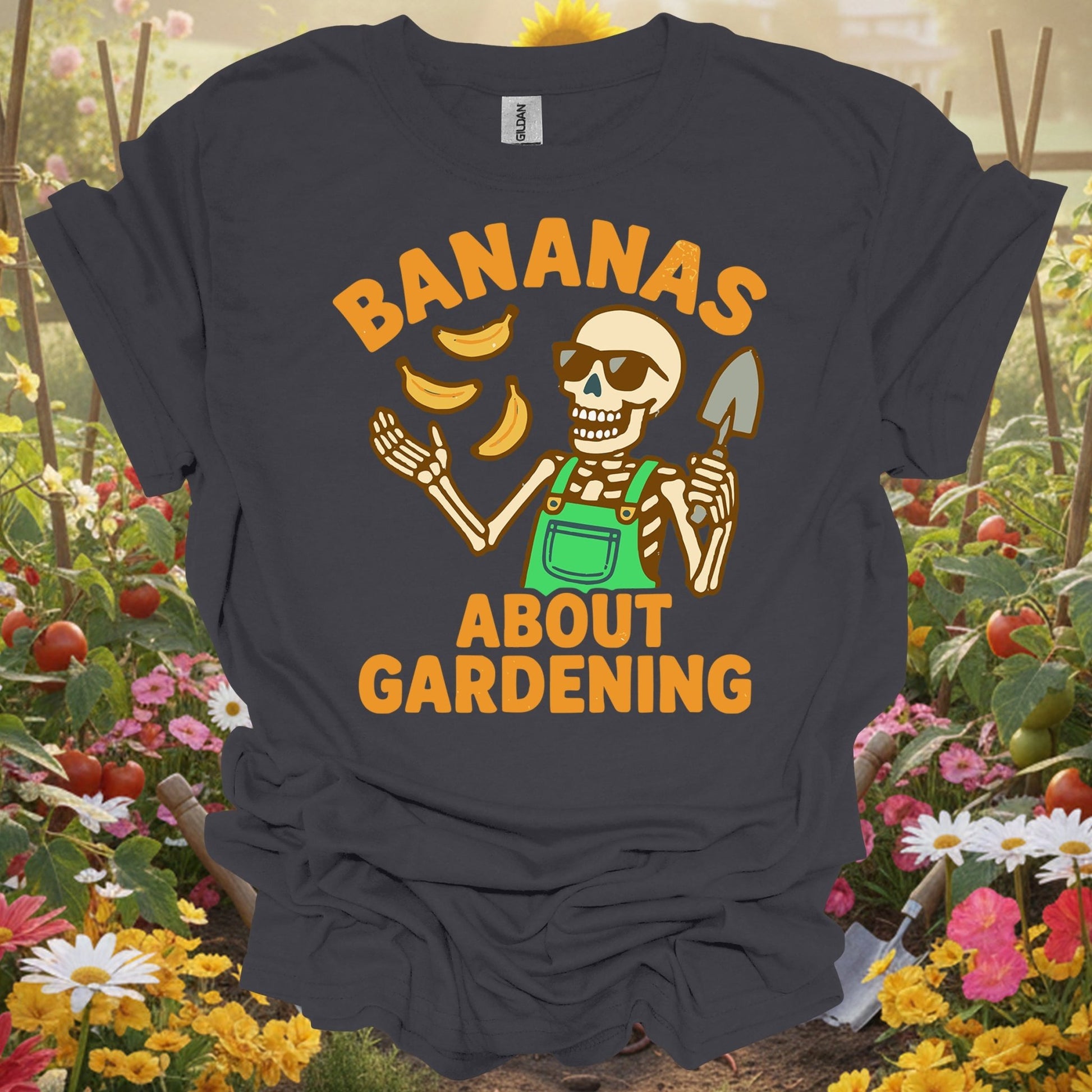 "Bananas About Gardening" Skeleton T-Shirt - Funny Retro Gardener Gift - GardeningTshirts