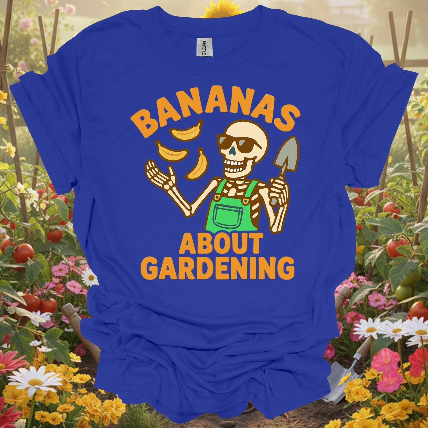"Bananas About Gardening" Skeleton T-Shirt - Funny Retro Gardener Gift - GardeningTshirts