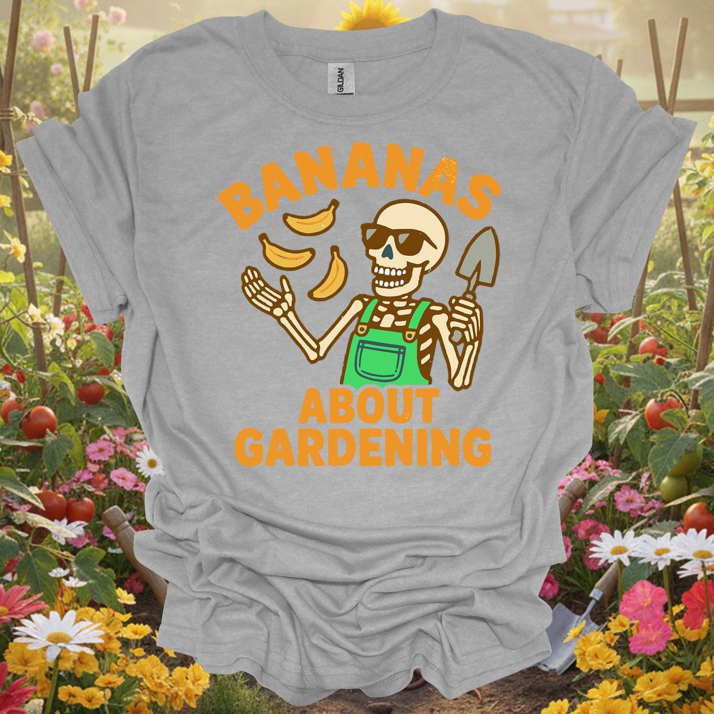 "Bananas About Gardening" Skeleton T-Shirt - Funny Retro Gardener Gift - GardeningTshirts