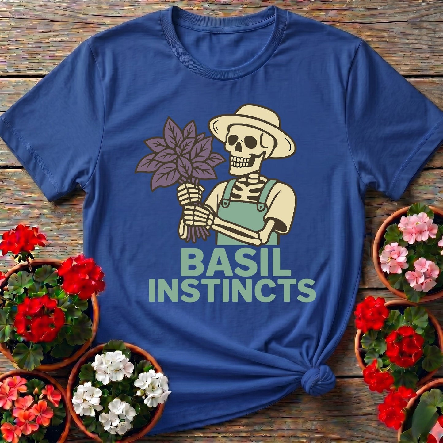 Basil Instincts Skeleton Gardener T-shirt - GardeningTshirts