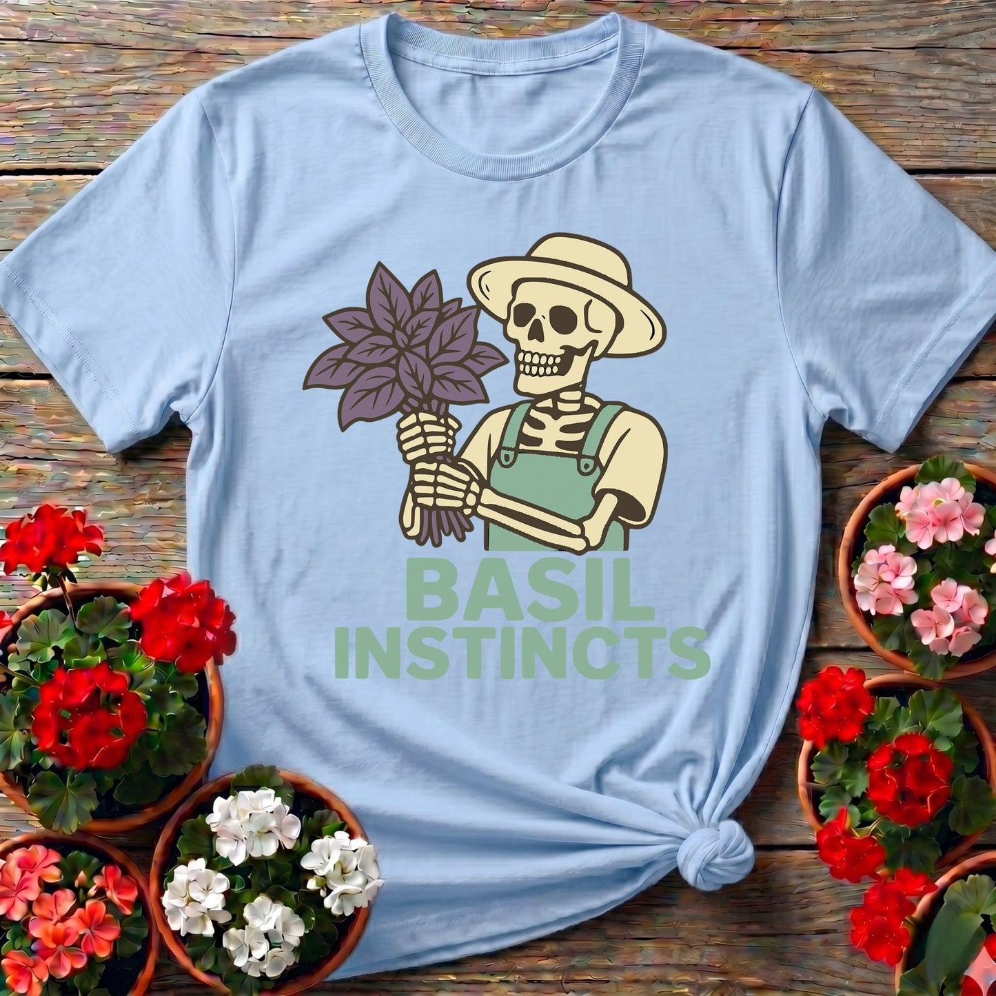 Basil Instincts Skeleton Gardener T-shirt - GardeningTshirts