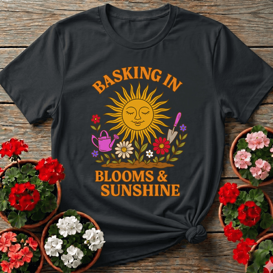 Basking In Blooms Sunshine Retro Happy Sun Tee - GardeningTshirts