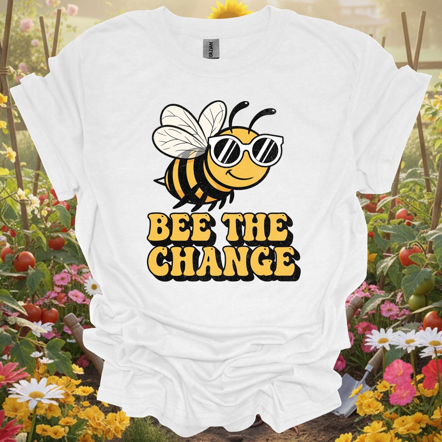 "Bee The Change" Funny Pollinator T-Shirt - GardeningTshirts