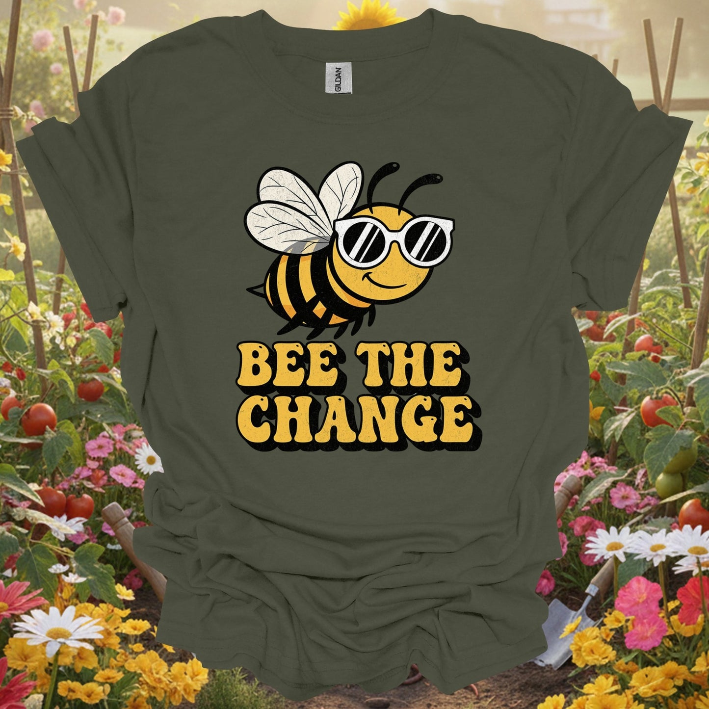 "Bee The Change" Funny Pollinator T-Shirt - GardeningTshirts