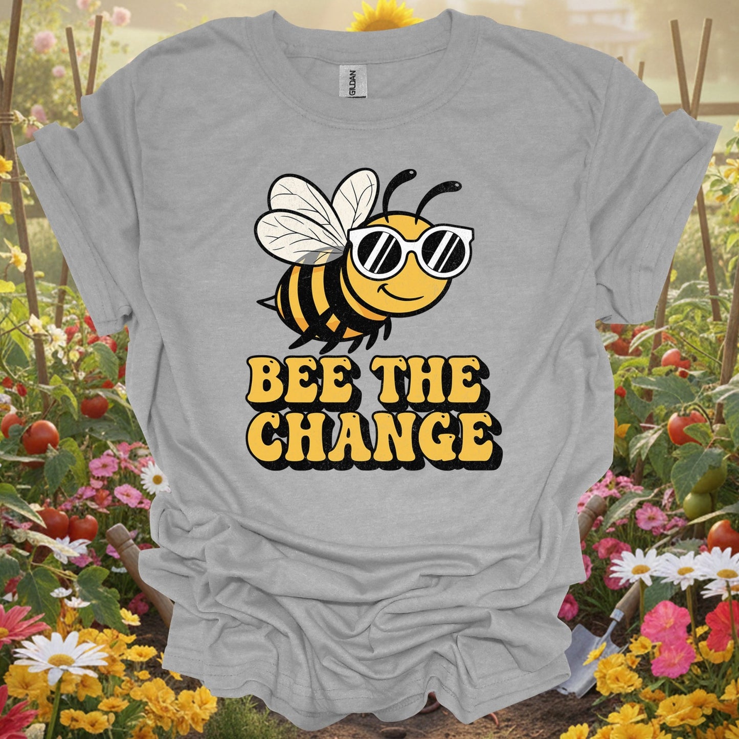 "Bee The Change" Funny Pollinator T-Shirt - GardeningTshirts