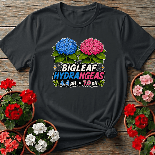 Bigleaf Hydrangeas 4.4 pH and 7.0 pH Gardening T-Shirt - GardeningTshirts