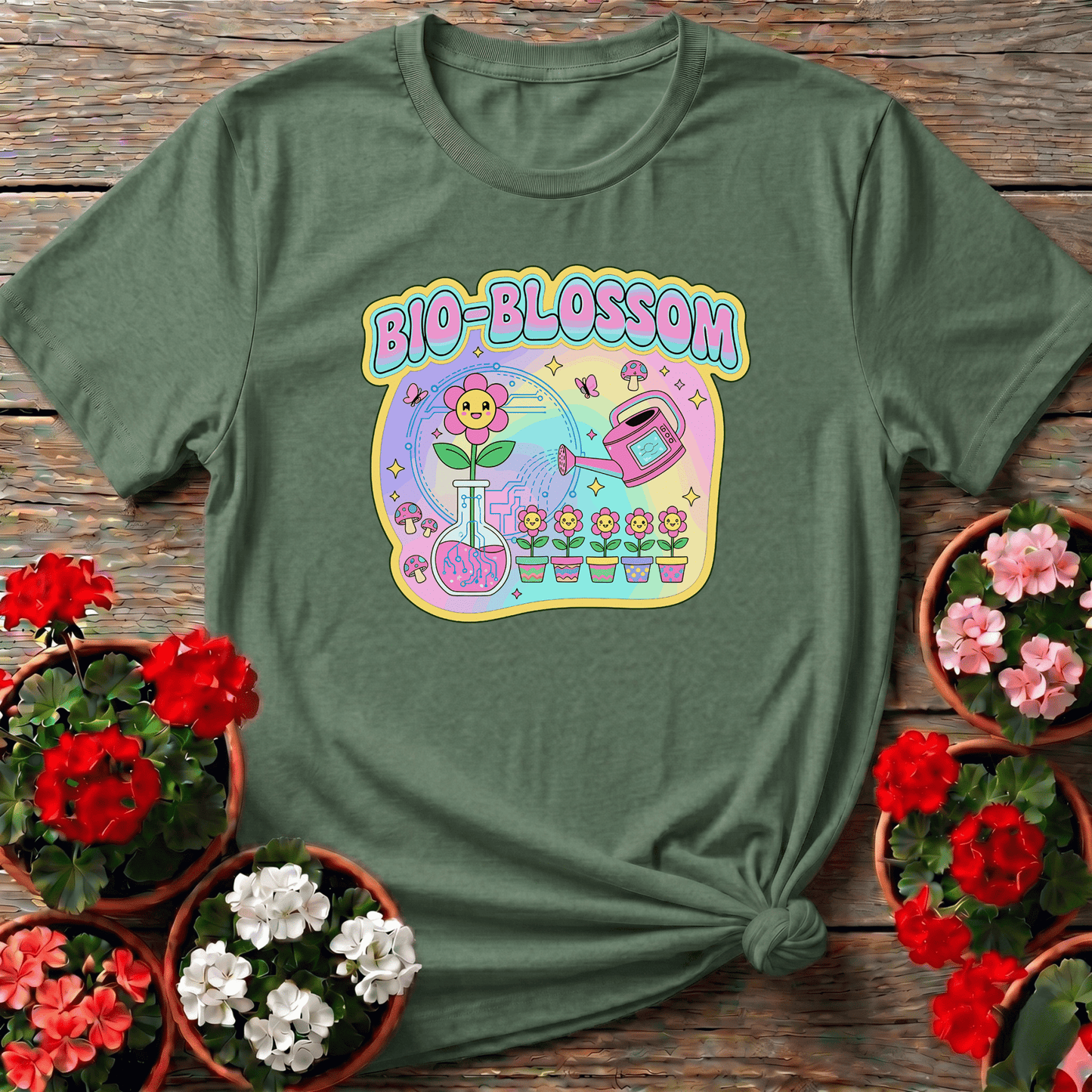 Bio-Blossom Funky Science & Garden Fusion Tee - GardeningTshirts