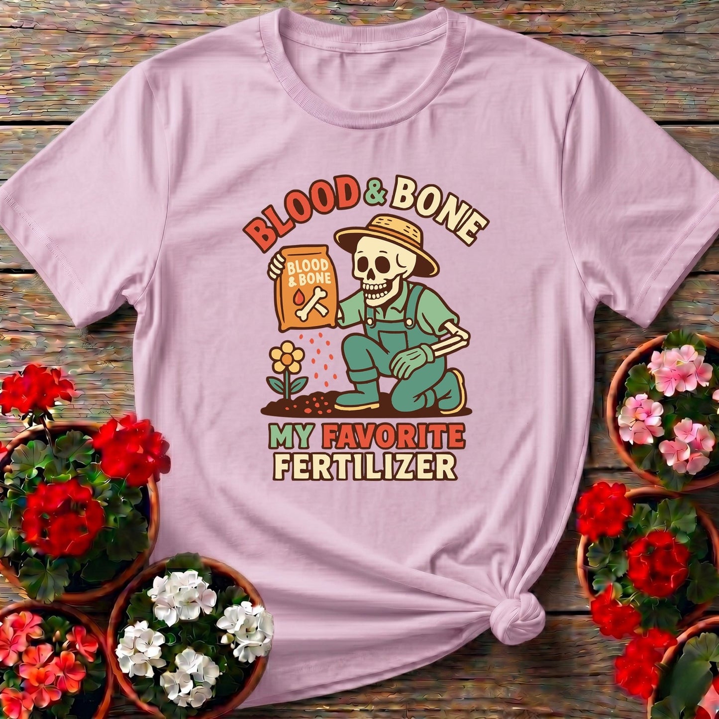 Blood and Bone Funny Skeleton Gardener Tee - GardeningTshirts