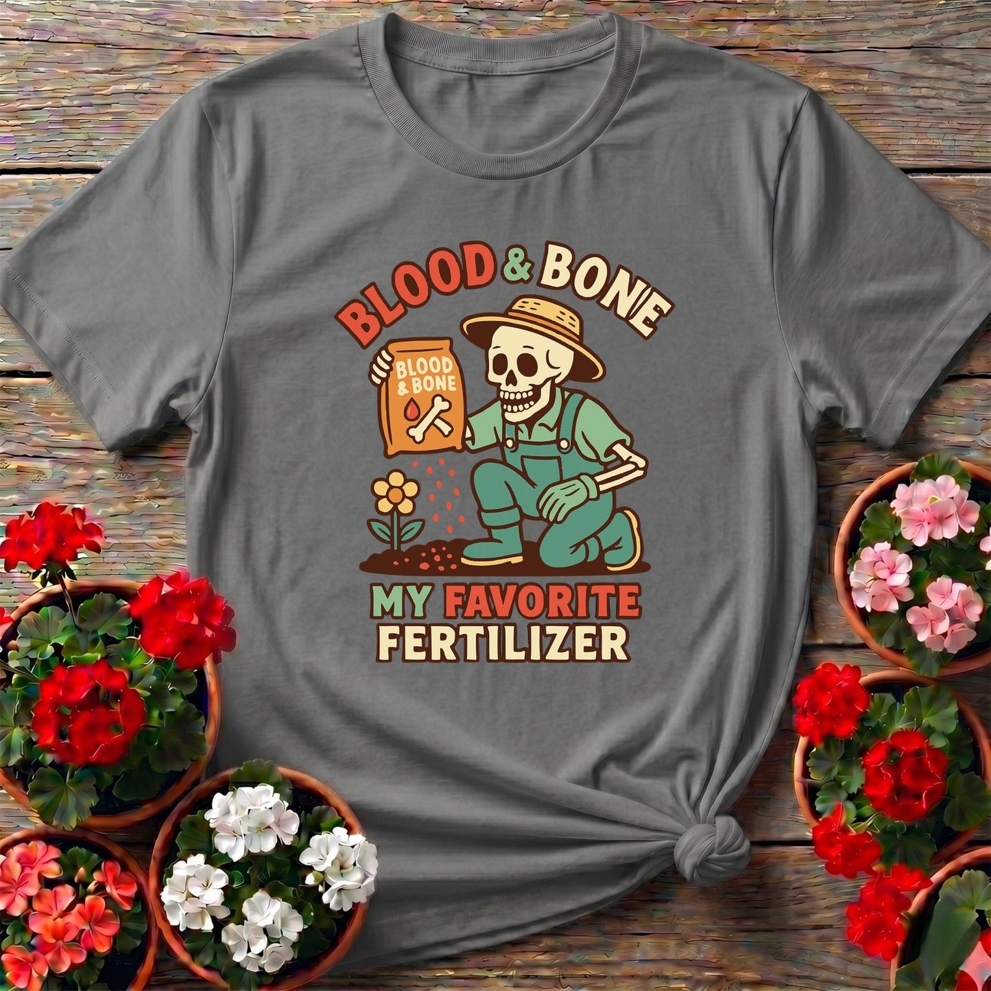 Blood and Bone Funny Skeleton Gardener Tee - GardeningTshirts