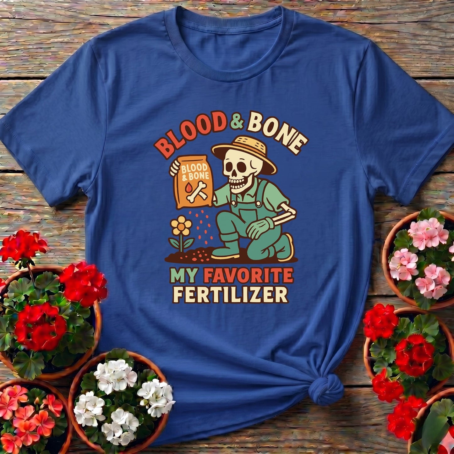Blood and Bone Funny Skeleton Gardener Tee - GardeningTshirts