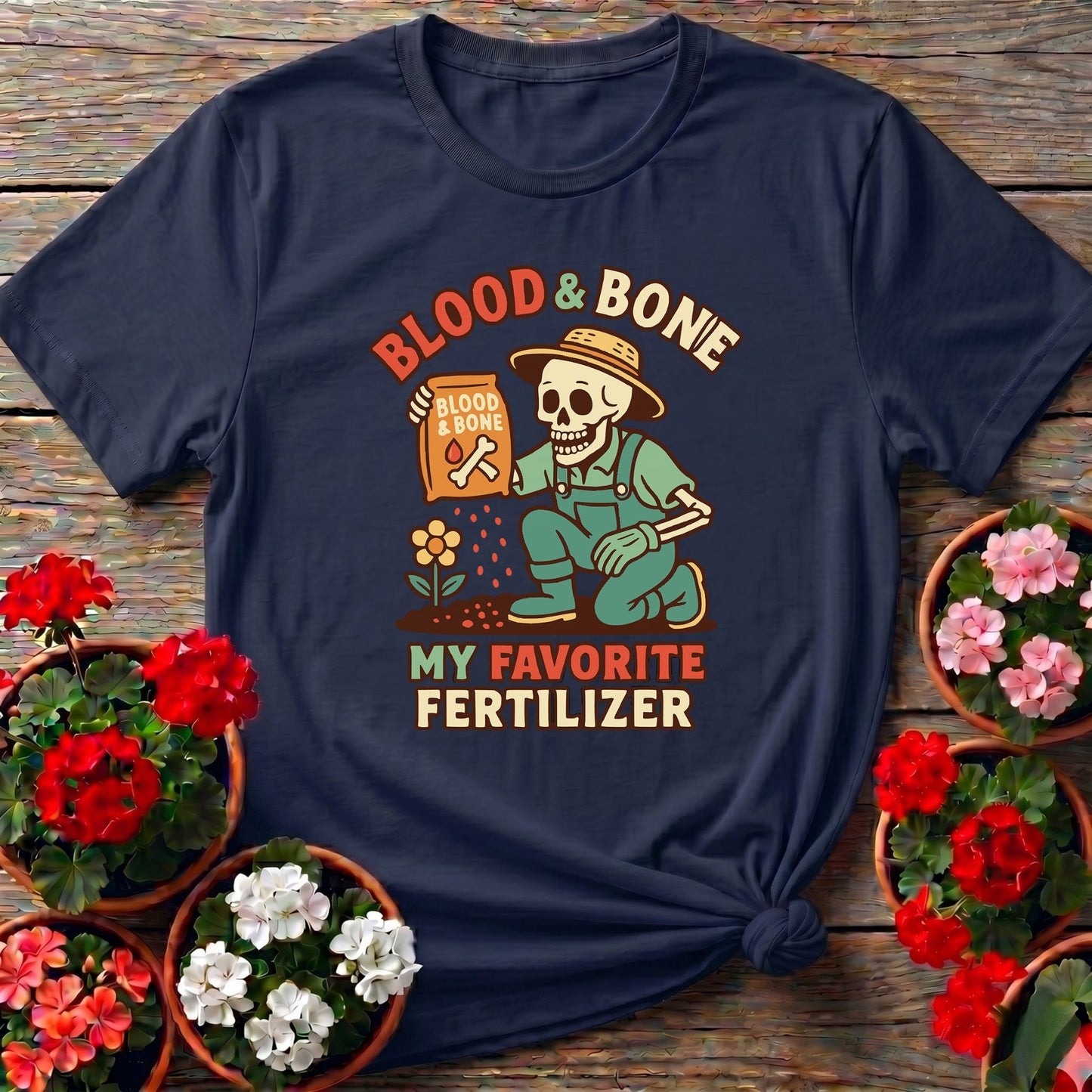 Blood and Bone Funny Skeleton Gardener Tee - GardeningTshirts