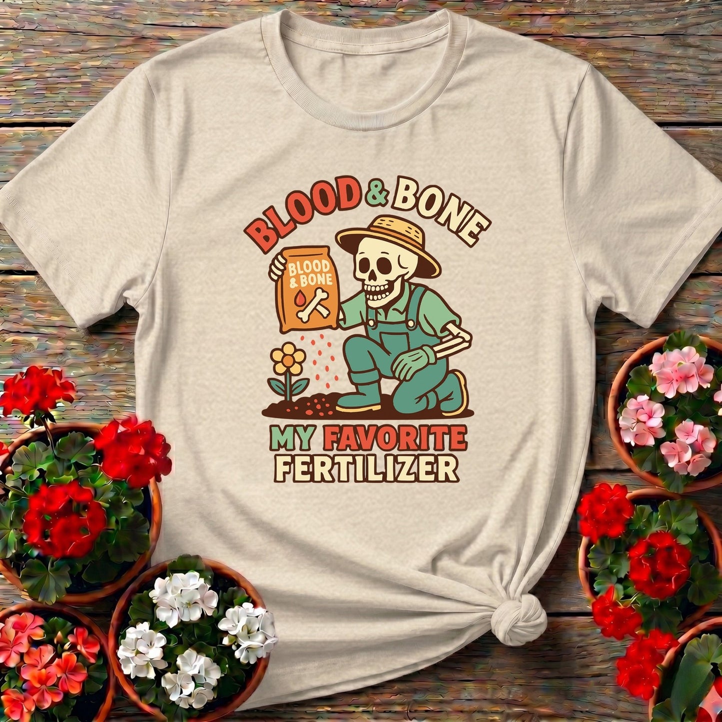 Blood and Bone Funny Skeleton Gardener Tee - GardeningTshirts