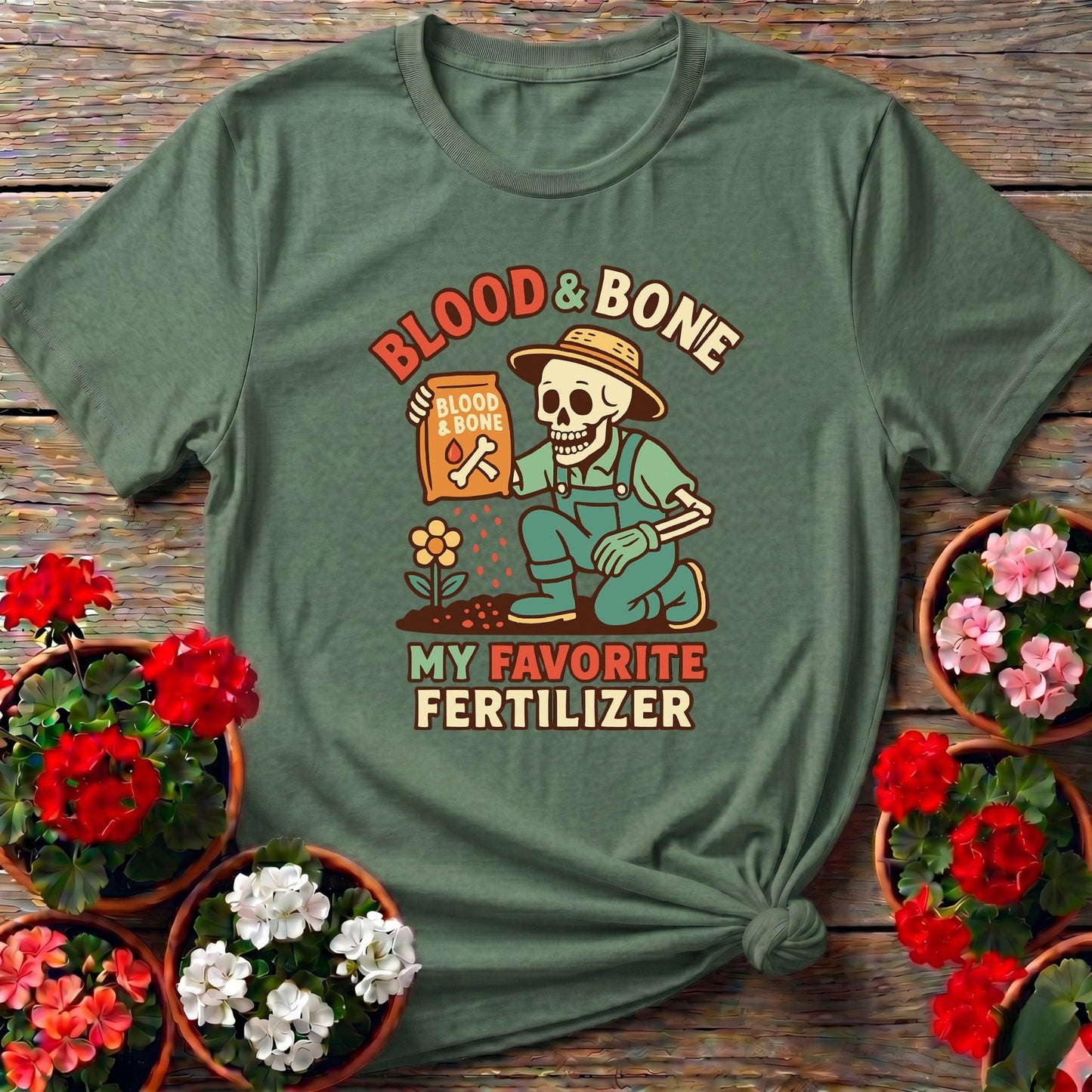 Blood and Bone Funny Skeleton Gardener Tee - GardeningTshirts