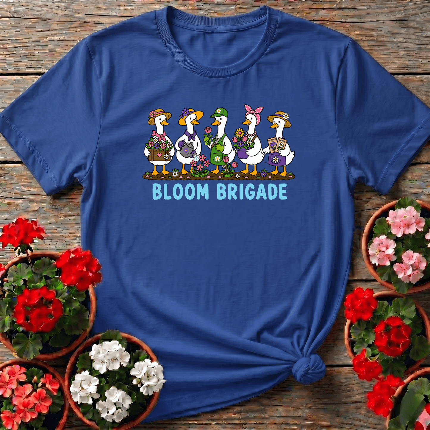 Bloom Brigade Funny Gardening Duck T-Shirt for Gardeners - GardeningTshirts