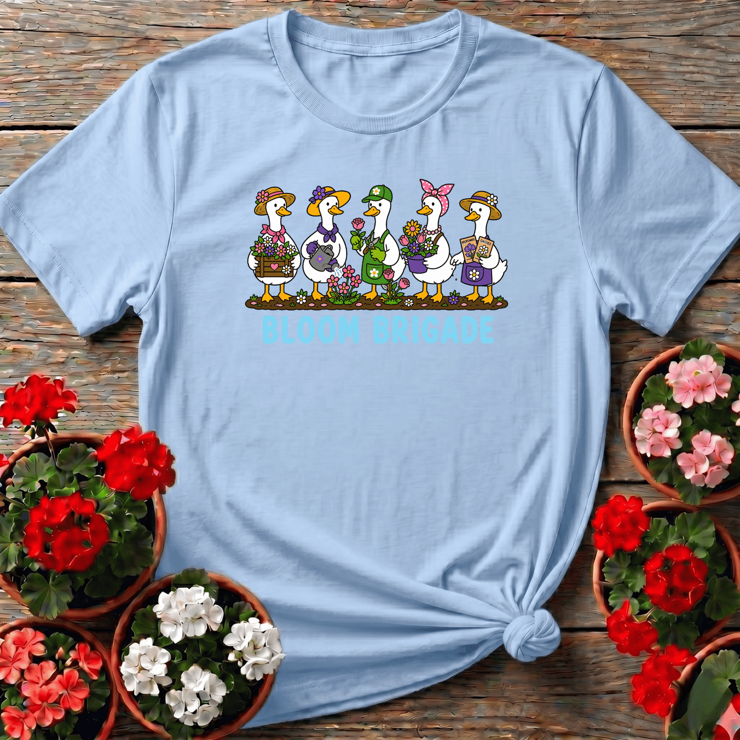 Bloom Brigade Funny Gardening Duck T-Shirt for Gardeners - GardeningTshirts