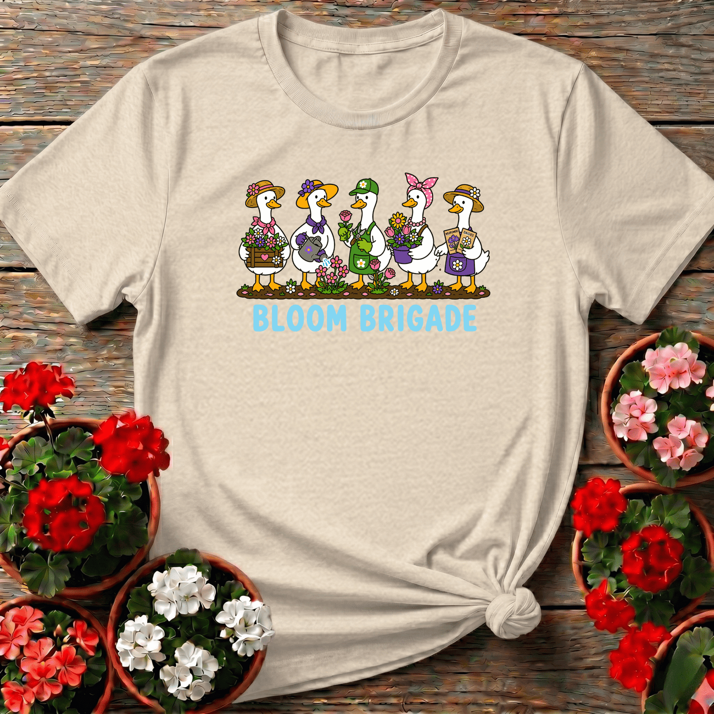 Bloom Brigade Funny Gardening Duck T-Shirt for Gardeners - GardeningTshirts