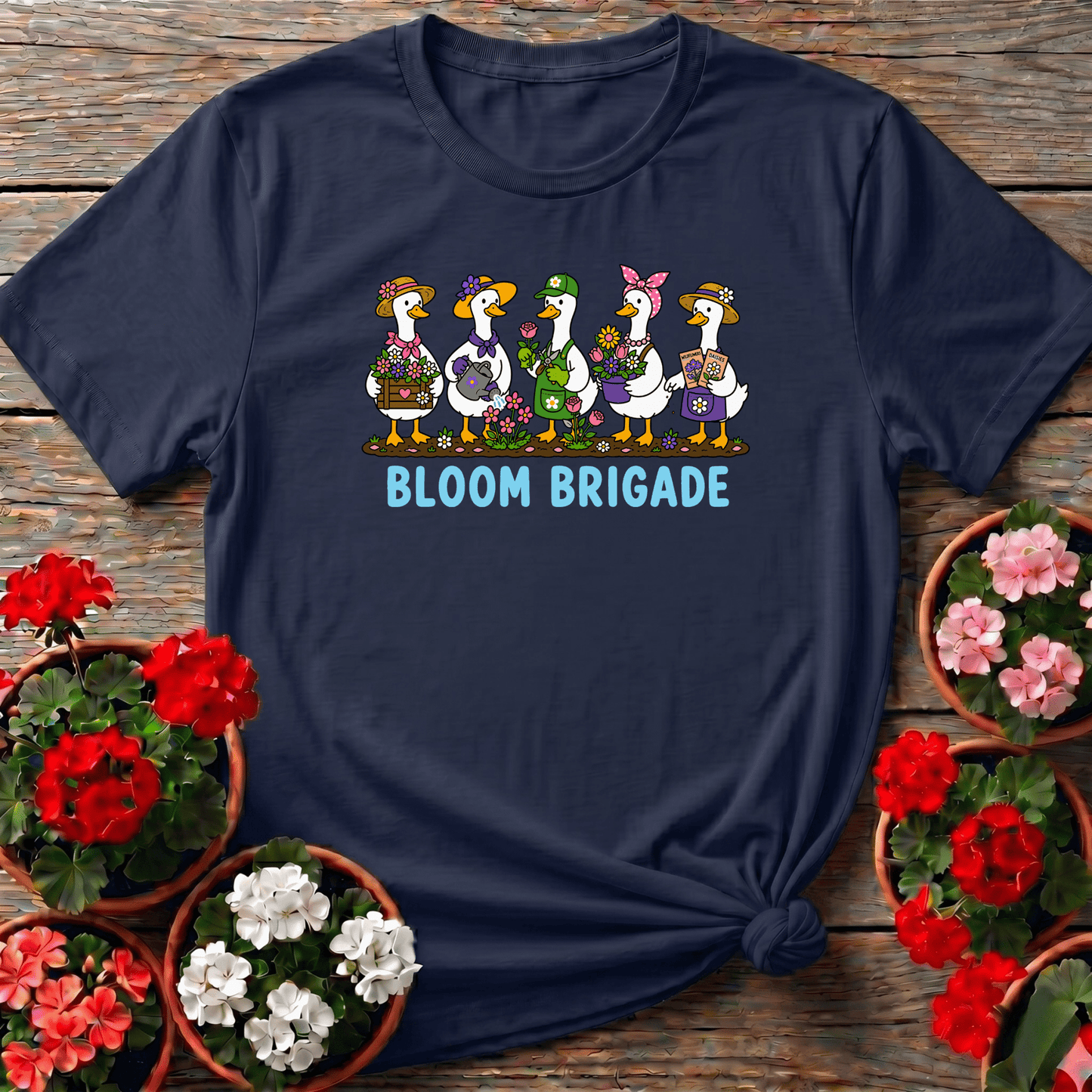Bloom Brigade Funny Gardening Duck T-Shirt for Gardeners - GardeningTshirts