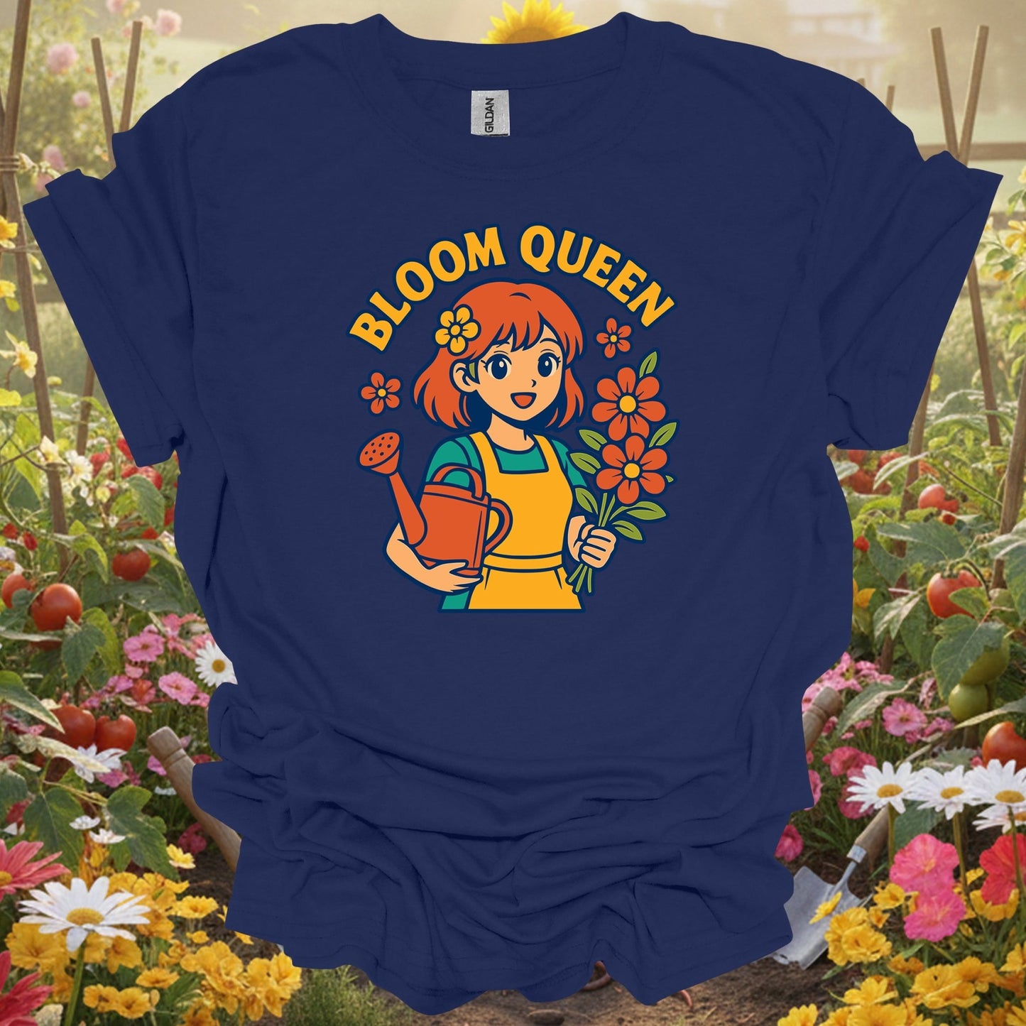 Charcoal gray bloom queen cute anime gardening shirt for Anime fans, Manga art lovers, flower gardeners, mindful spirits, ...