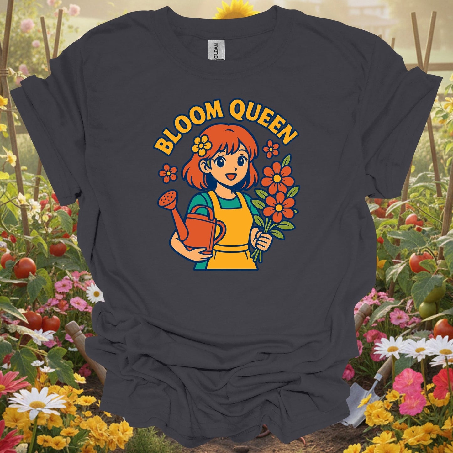 Light blue bloom queen cute anime gardening shirt for Anime fans, Manga art lovers, flower gardeners, mindful spirits, and...
