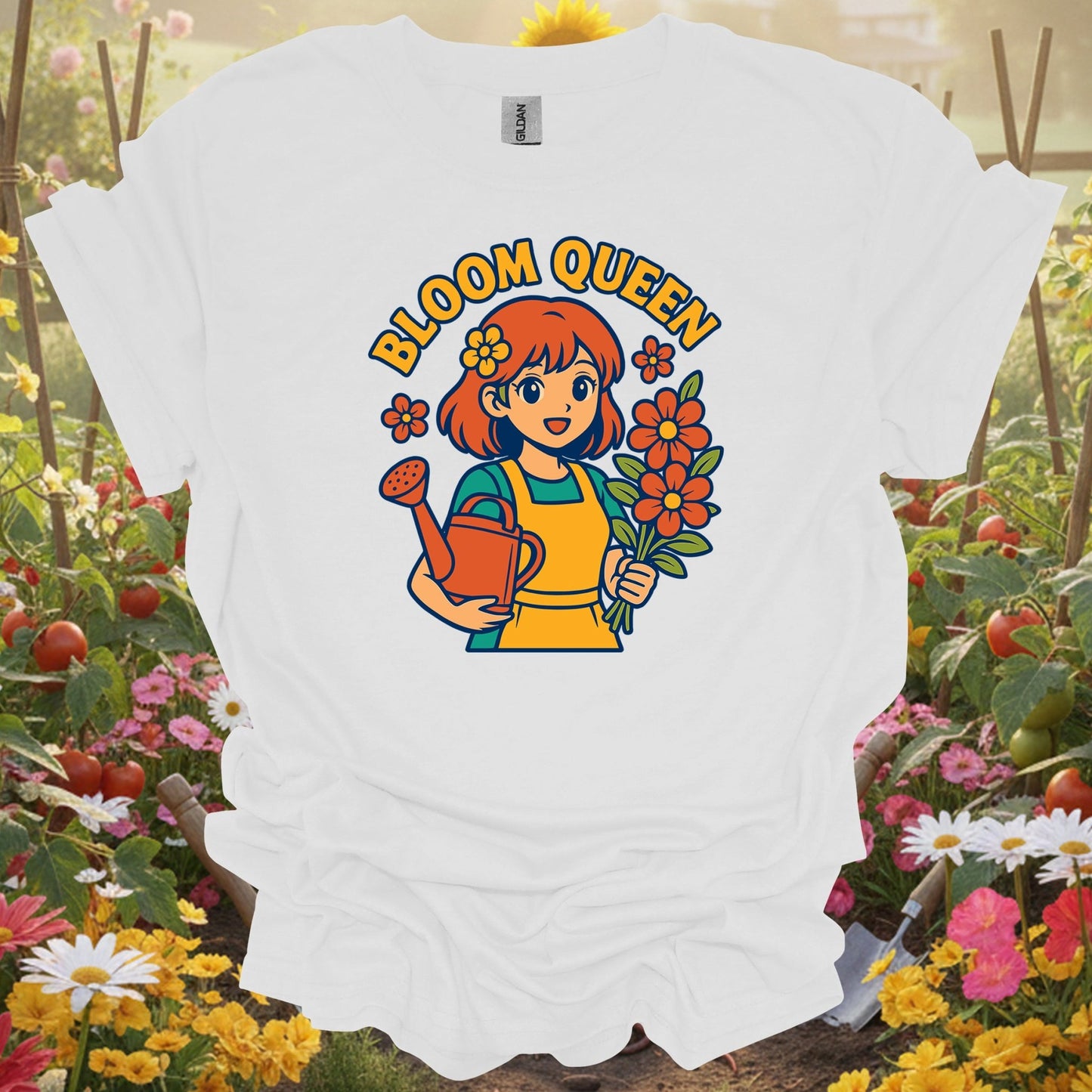 White bloom queen cute anime gardening shirt for Anime fans, Manga art lovers, flower gardeners, mindful spirits, and as a...