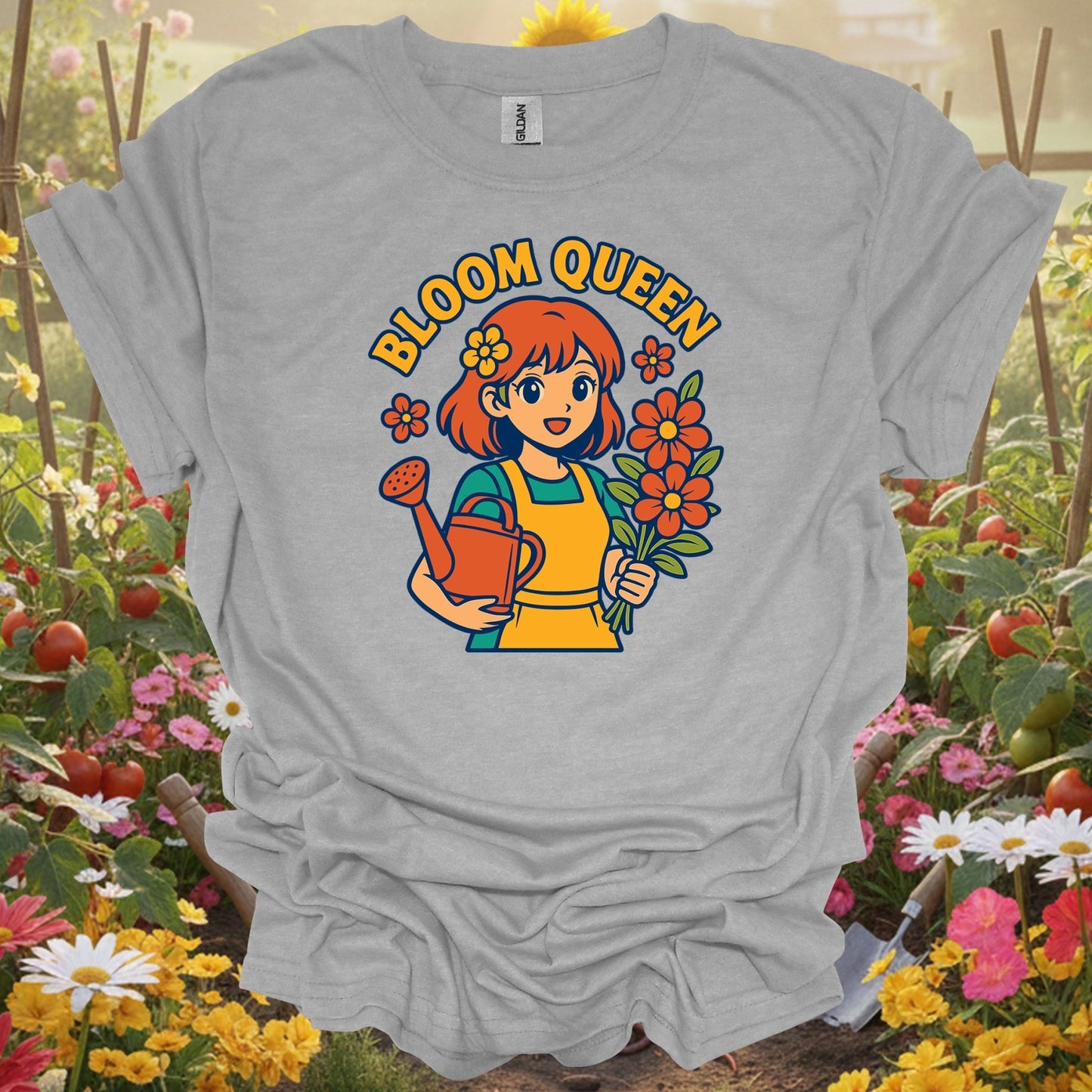 Sport grey bloom queen cute anime gardening shirt for Anime fans, Manga art lovers, flower gardeners, mindful spirits, and...