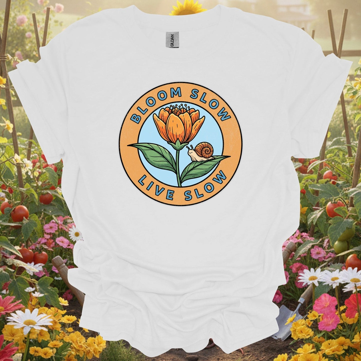 "Bloom Slow, Live Slow" Mindful Aesthetic Slow Living Garden Shirt - GardeningTshirts