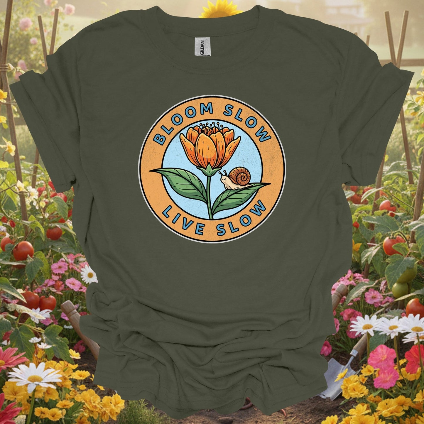 "Bloom Slow, Live Slow" Mindful Aesthetic Slow Living Garden Shirt - GardeningTshirts