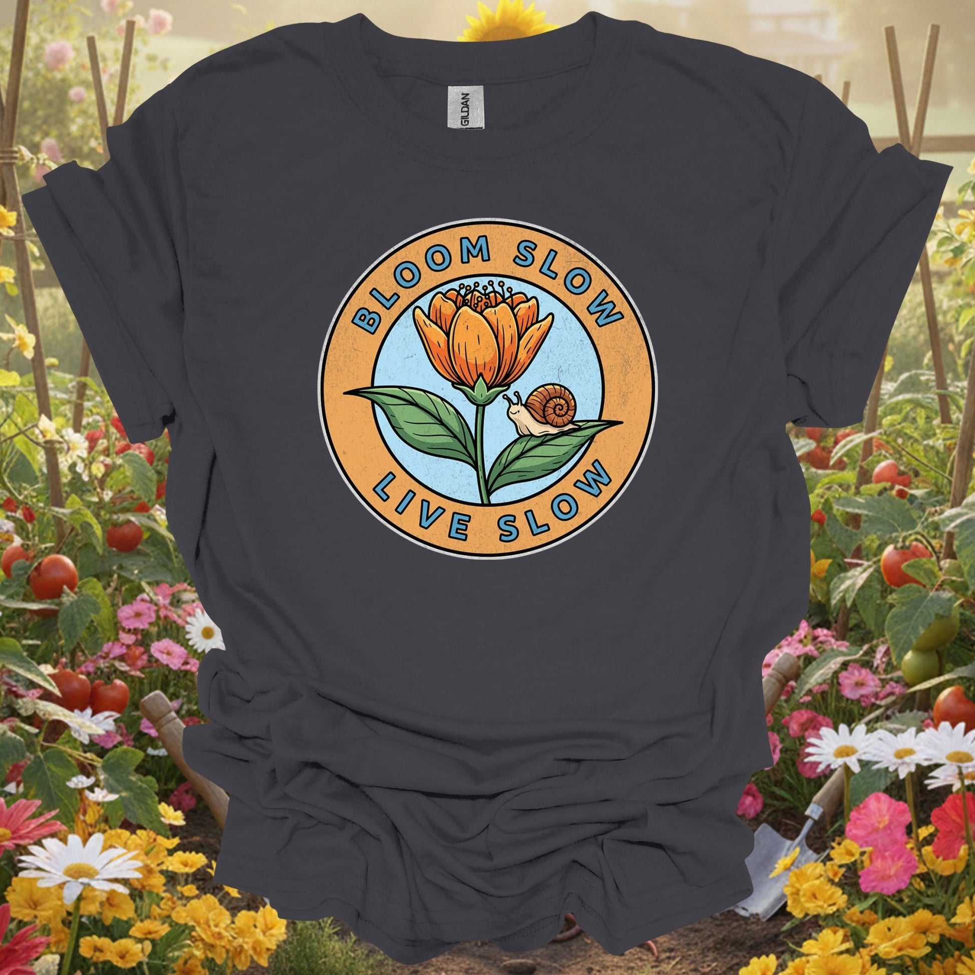 "Bloom Slow, Live Slow" Mindful Aesthetic Slow Living Garden Shirt - GardeningTshirts
