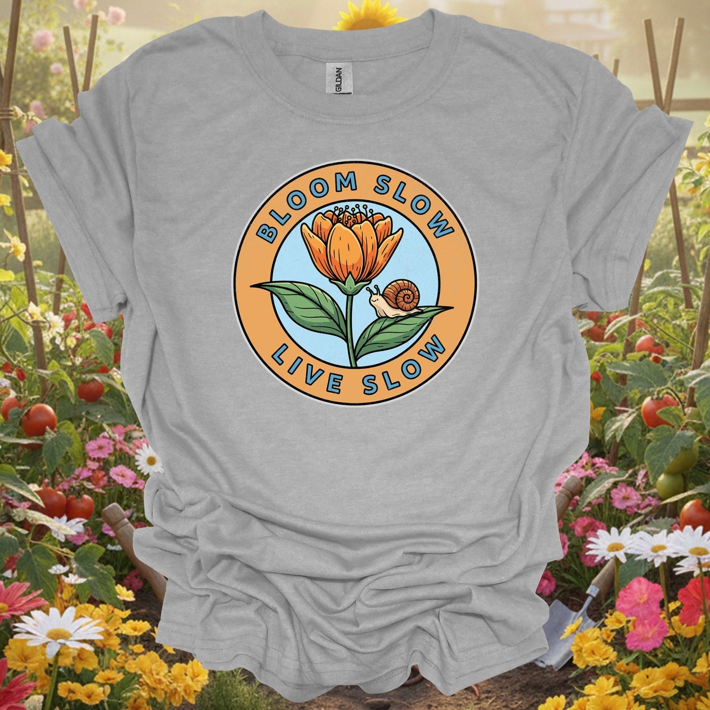 "Bloom Slow, Live Slow" Mindful Aesthetic Slow Living Garden Shirt - GardeningTshirts