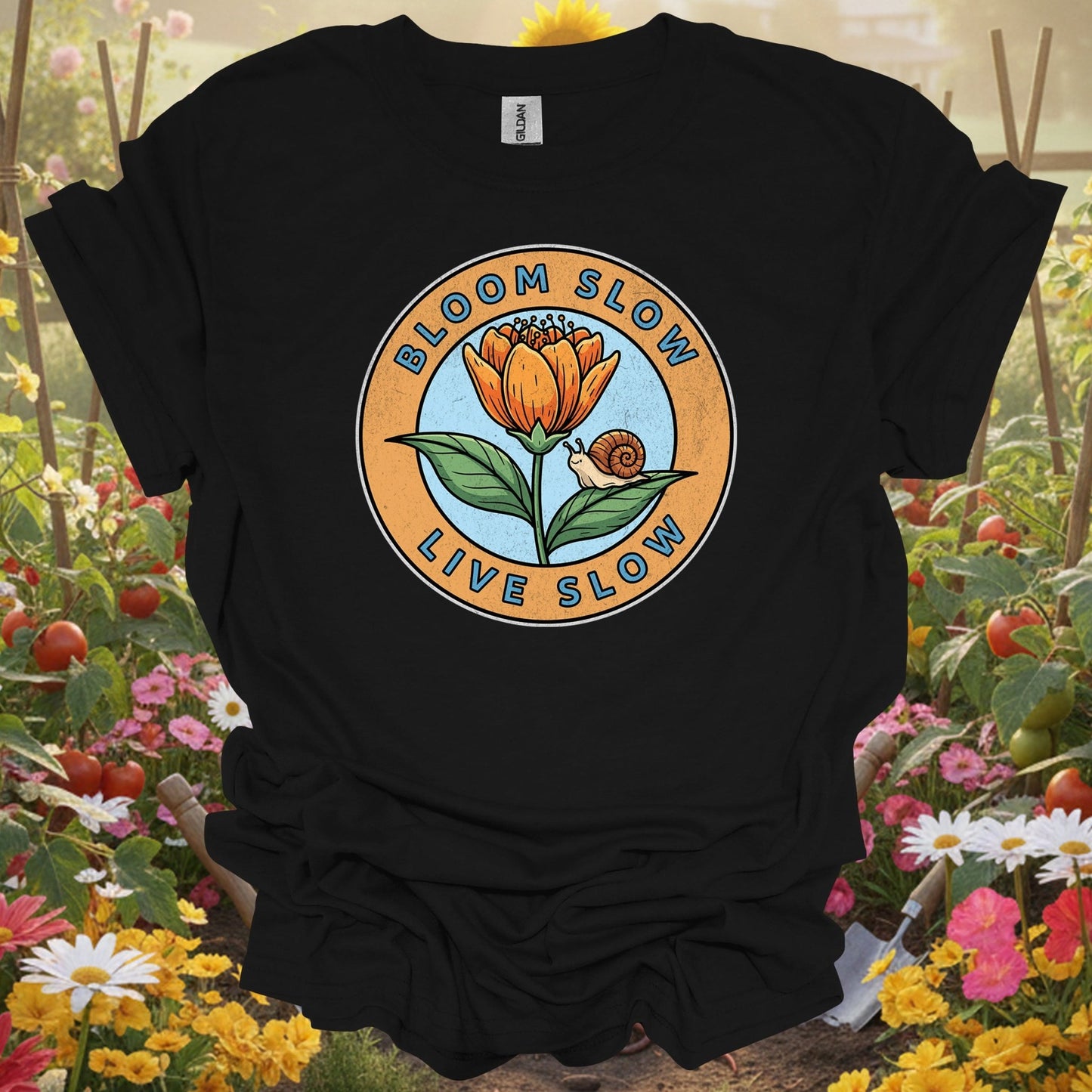 "Bloom Slow, Live Slow" Mindful Aesthetic Slow Living Garden Shirt - GardeningTshirts