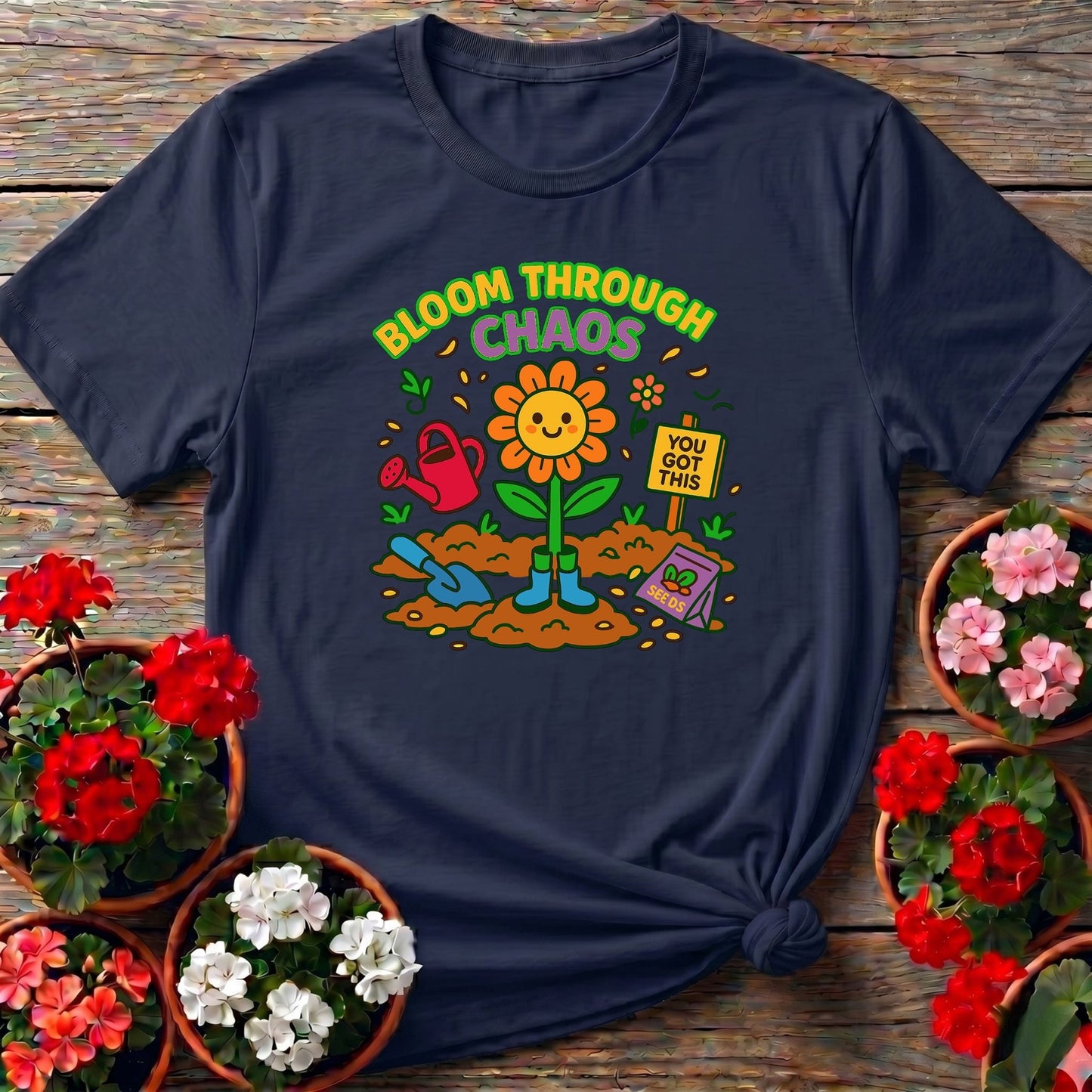 Bloom Through Chaos Flower T-shirt - GardeningTshirts