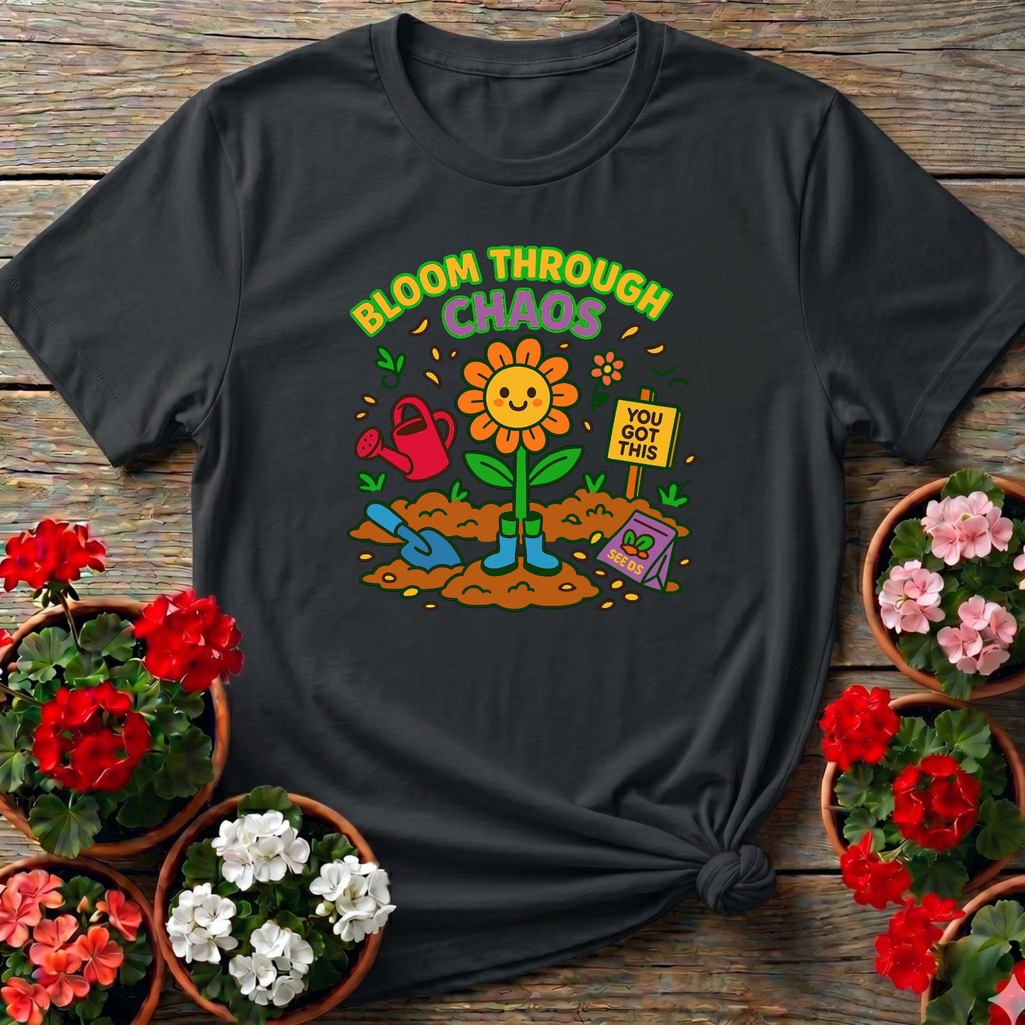 Bloom Through Chaos Flower T-shirt - GardeningTshirts