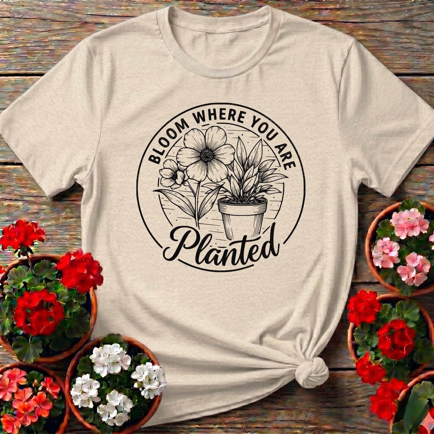 Bloom Where You Are Planted Badge Tee - GardeningTshirts