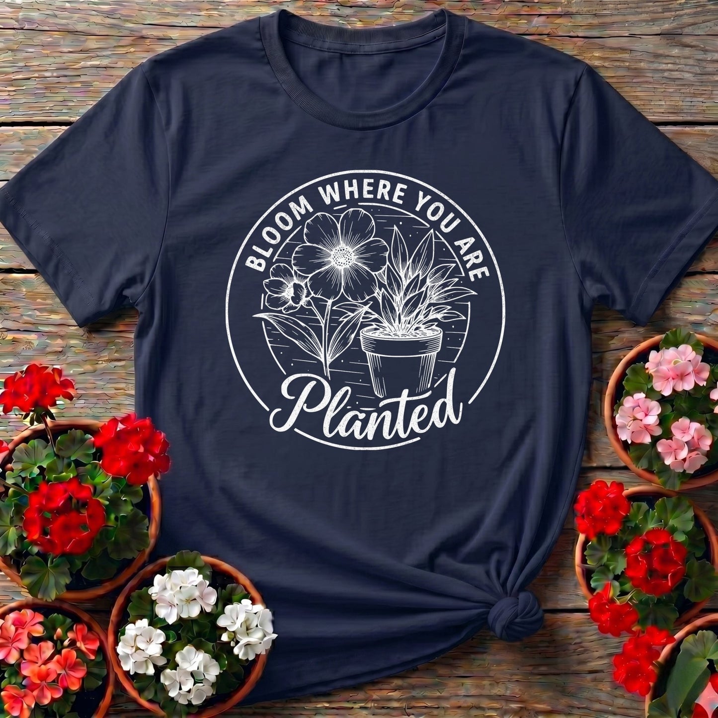 Bloom Where You Are Planted Badge Tee - GardeningTshirts