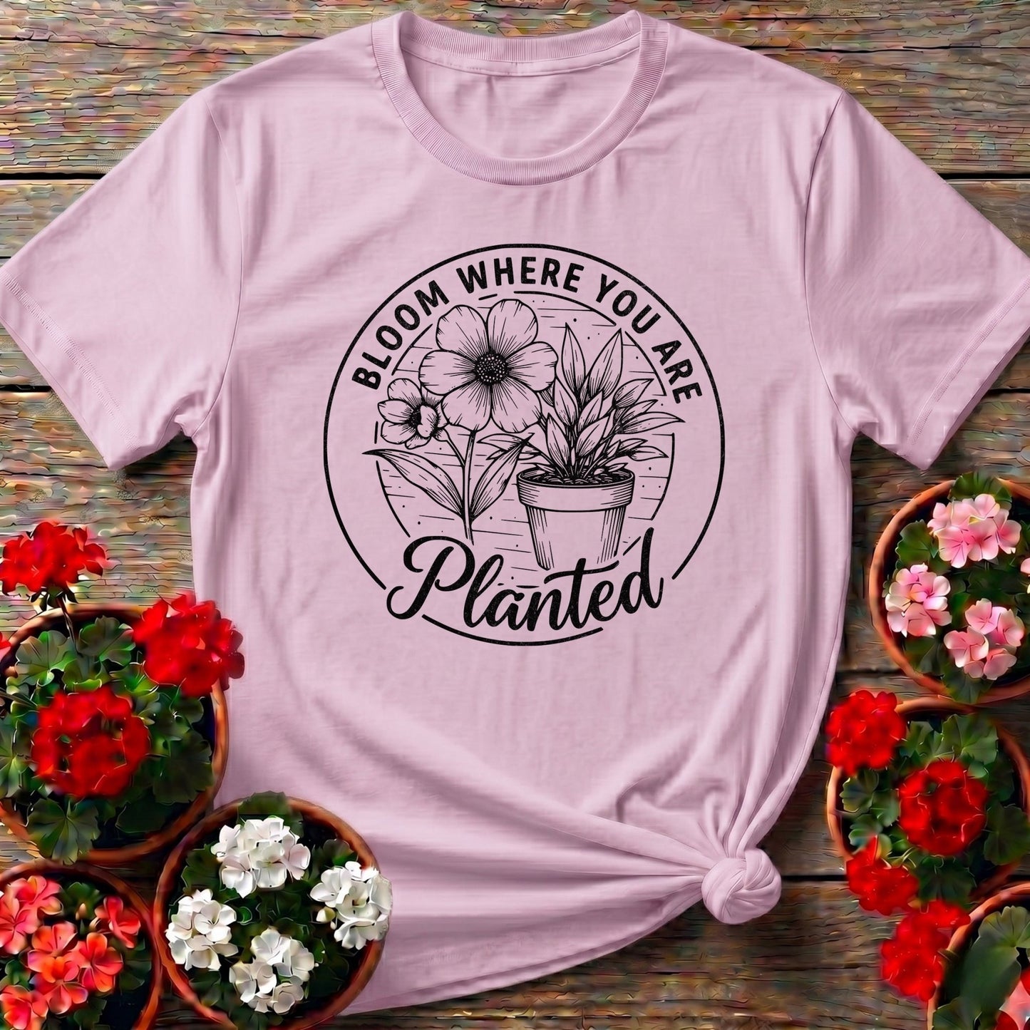 Bloom Where You Are Planted Badge Tee - GardeningTshirts