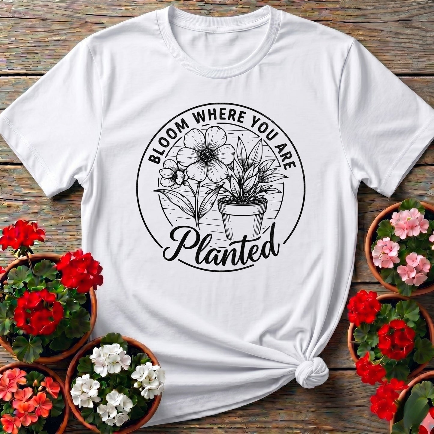 Bloom Where You Are Planted Badge Tee - GardeningTshirts