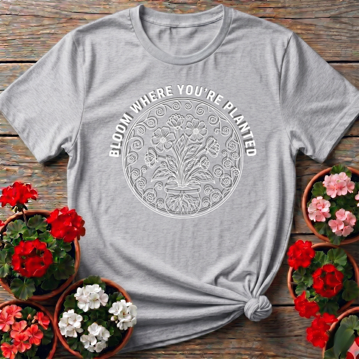 Bloom Where You Are Planted Botanical Tee - GardeningTshirts
