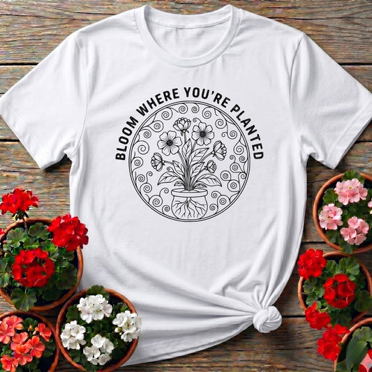 Bloom Where You Are Planted Botanical Tee - GardeningTshirts