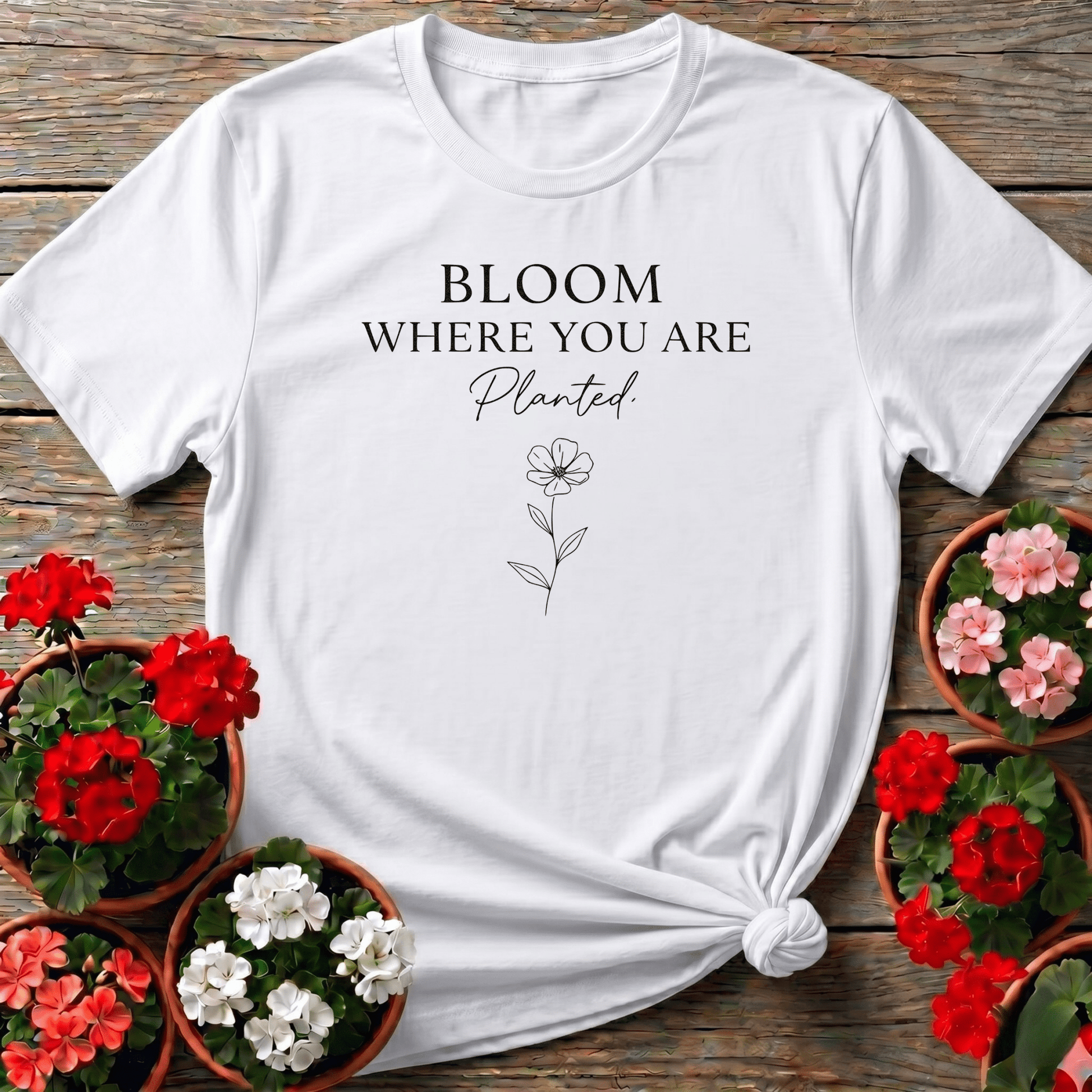 Bloom Where You Are Planted Floral Gardening T-Shirt - GardeningTshirts