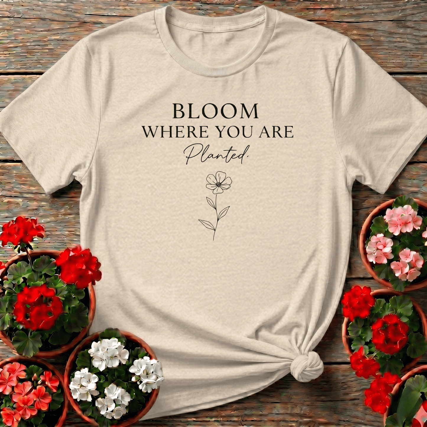 Bloom Where You Are Planted Floral Gardening T-Shirt - GardeningTshirts
