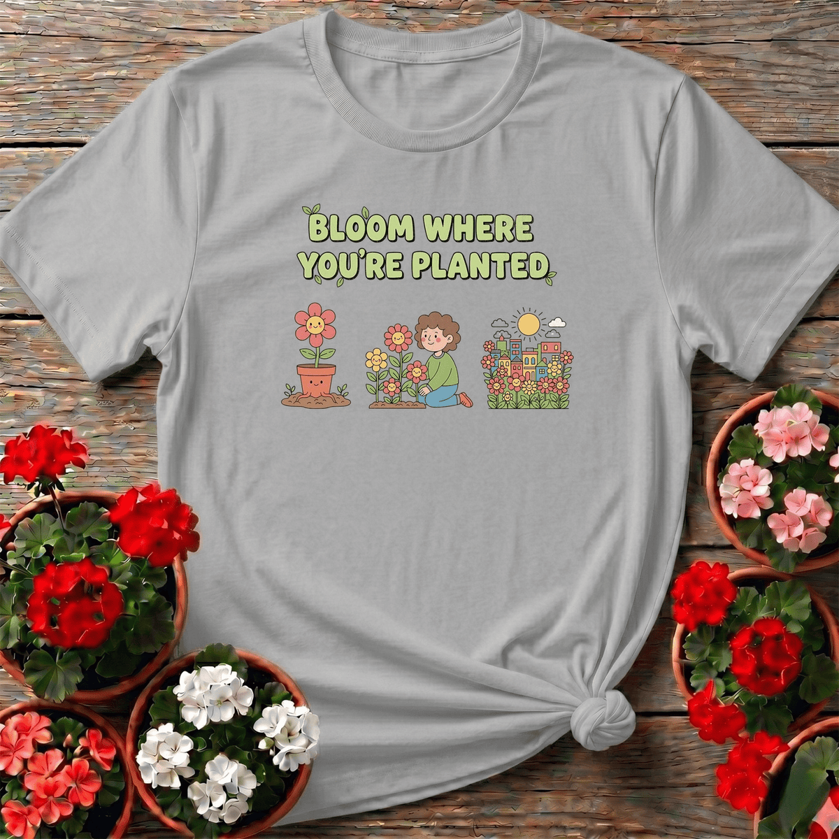 Bloom Where You're Planted Flower Tee - GardeningTshirts