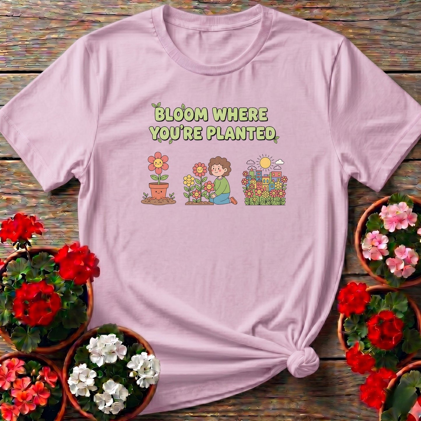 Bloom Where You're Planted Flower Tee - GardeningTshirts