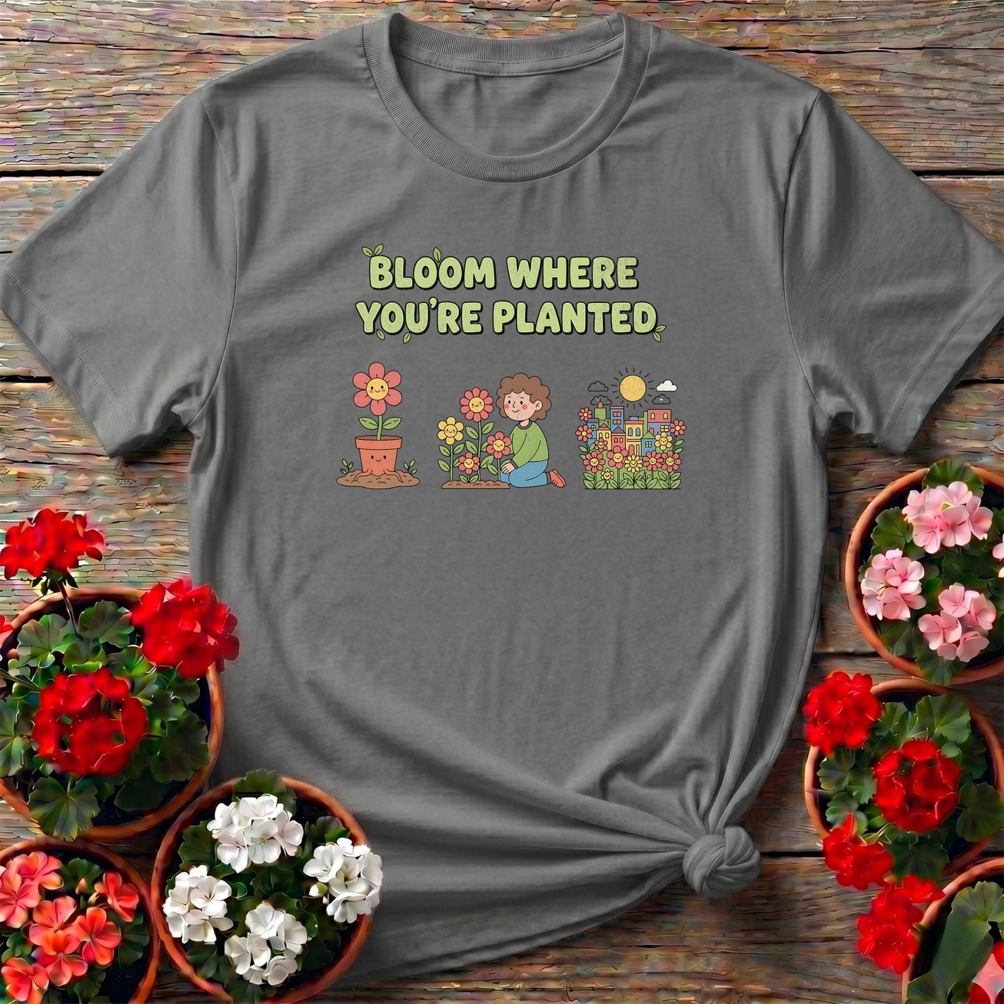 Bloom Where You're Planted Flower Tee - GardeningTshirts