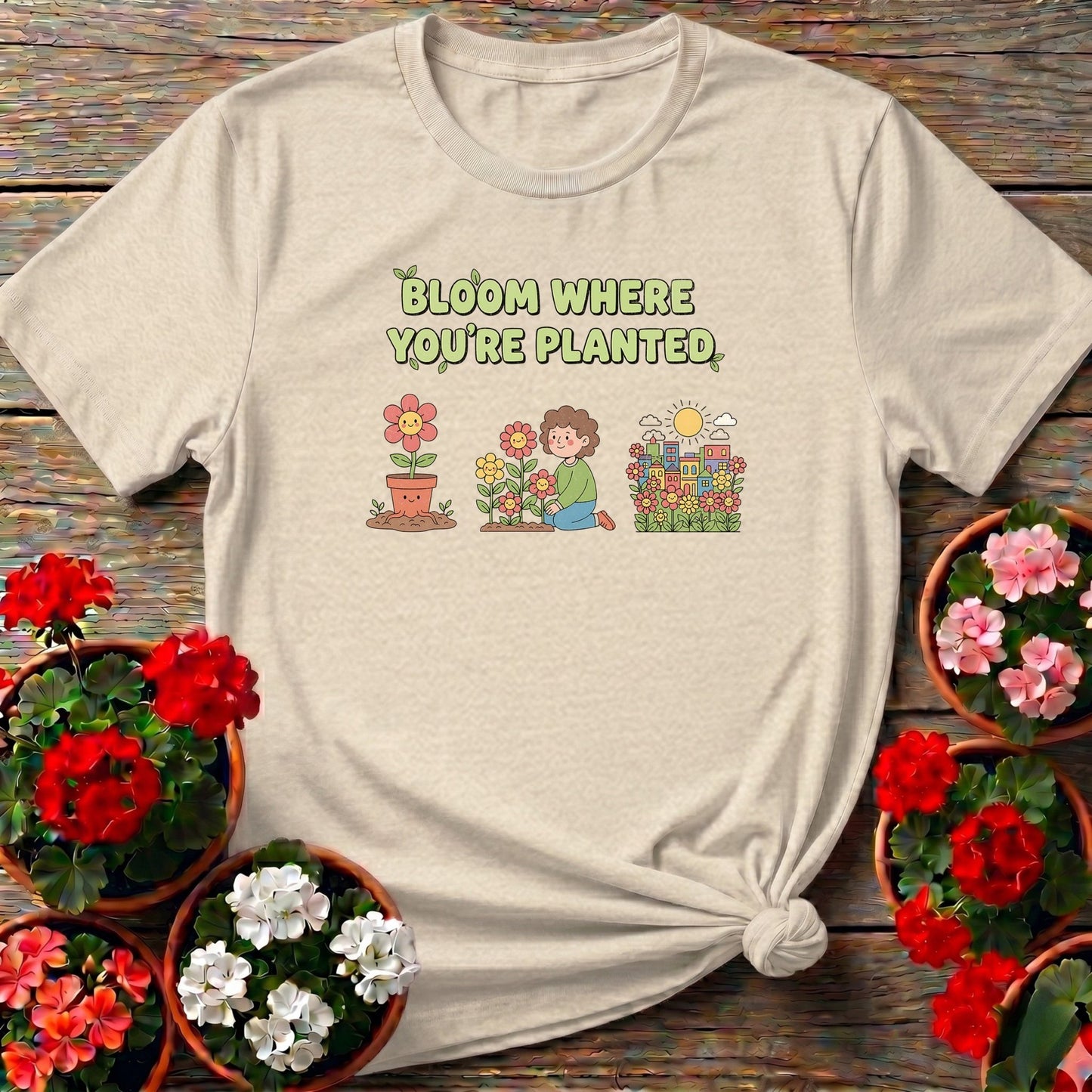 Bloom Where You're Planted Flower Tee - GardeningTshirts