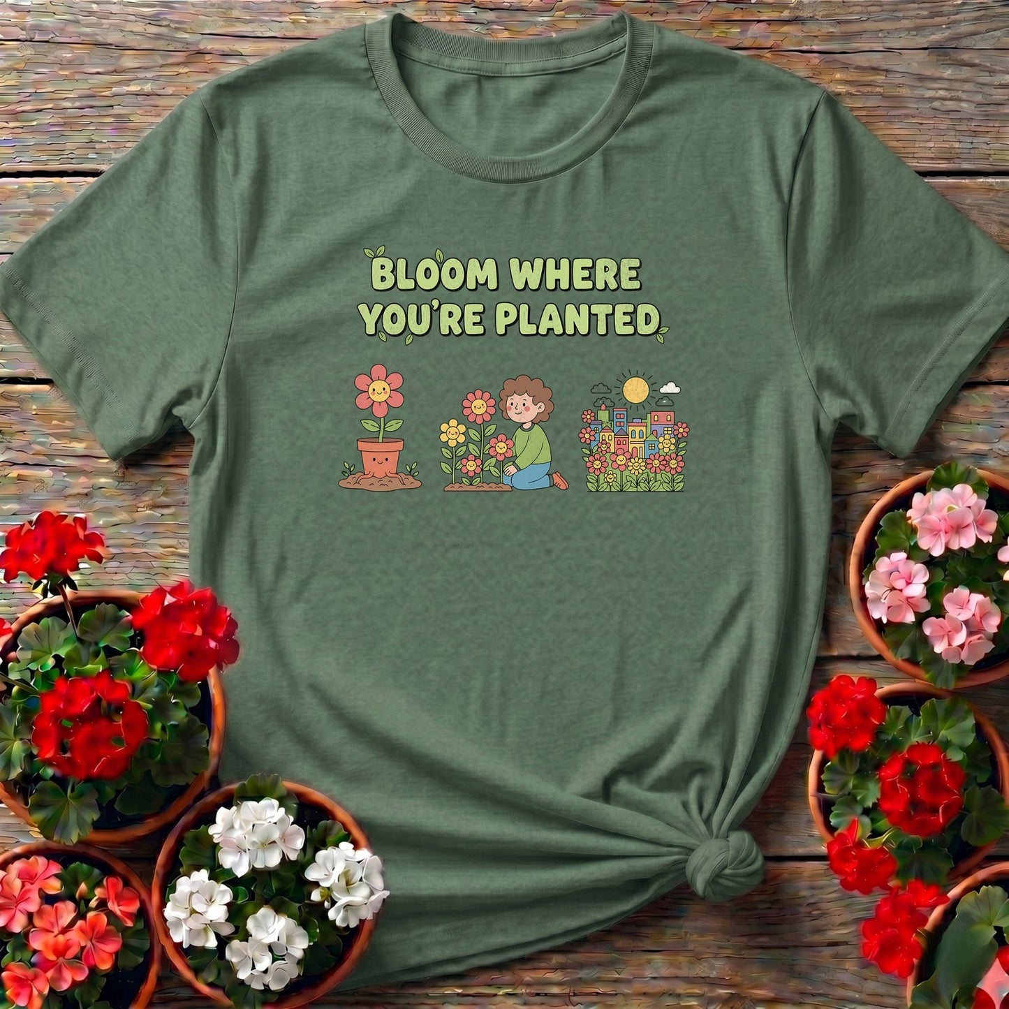 Bloom Where You're Planted Flower Tee - GardeningTshirts