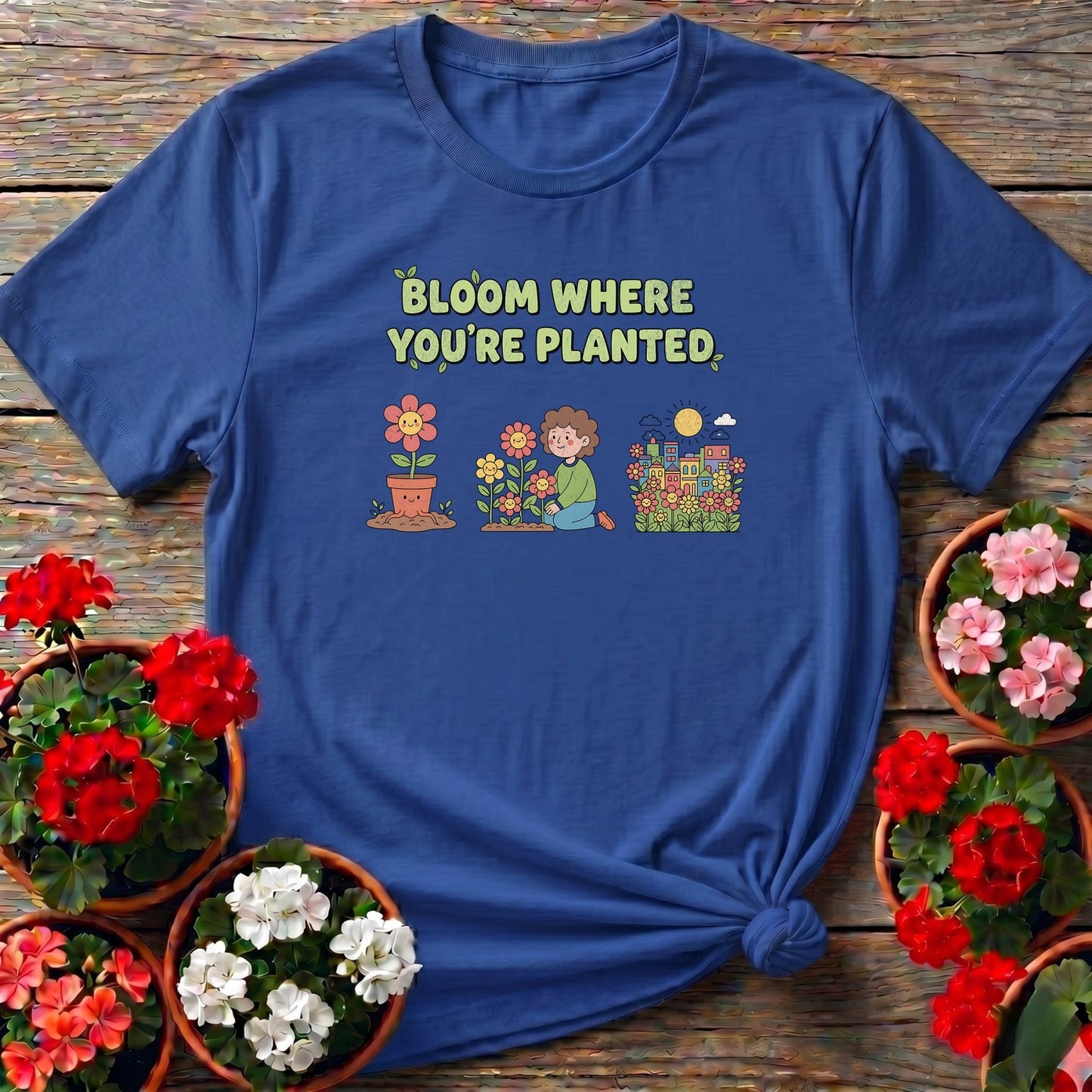Bloom Where You're Planted Flower Tee - GardeningTshirts
