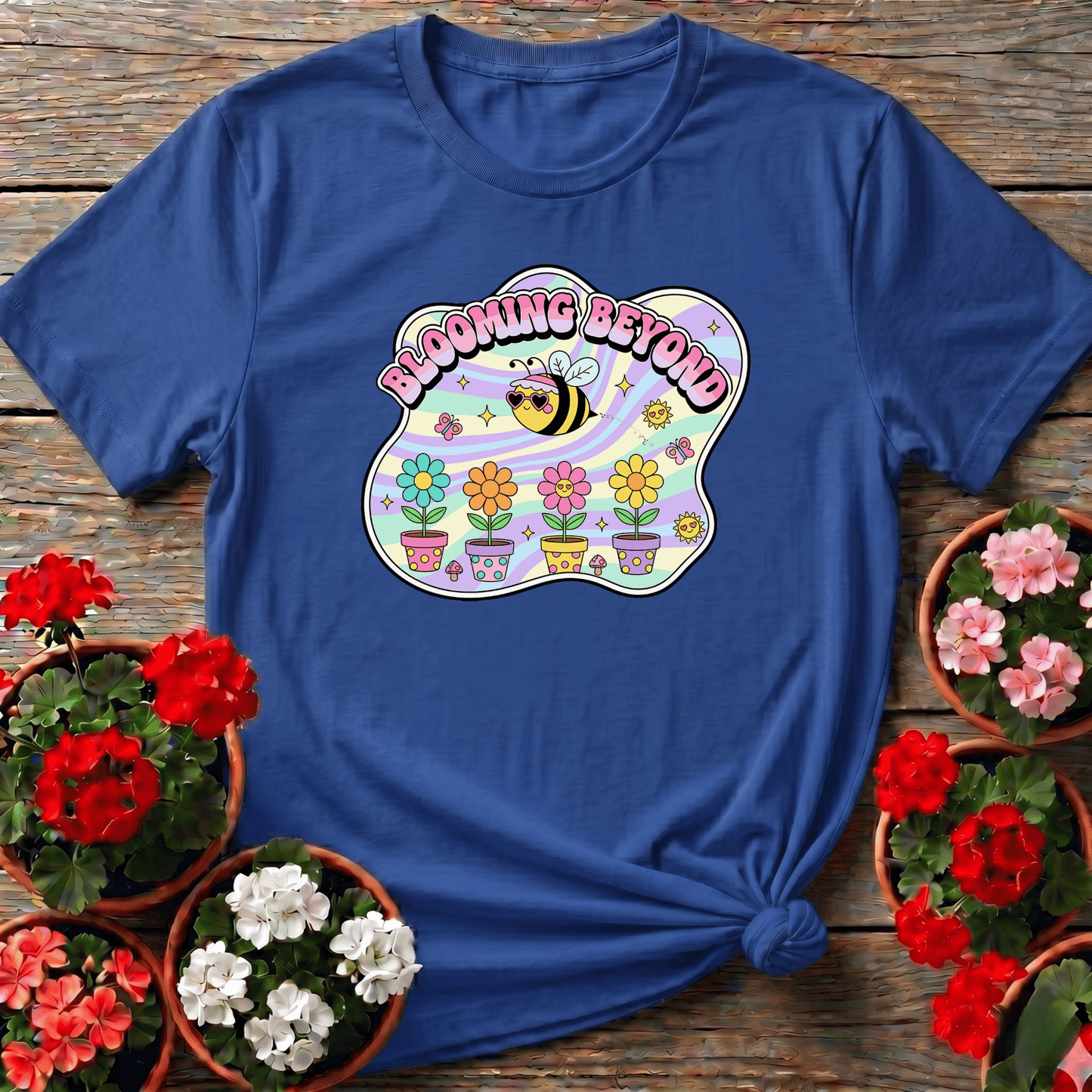 Blooming Beyond Cute Bee Retro Y2K Gardener Tee - GardeningTshirts